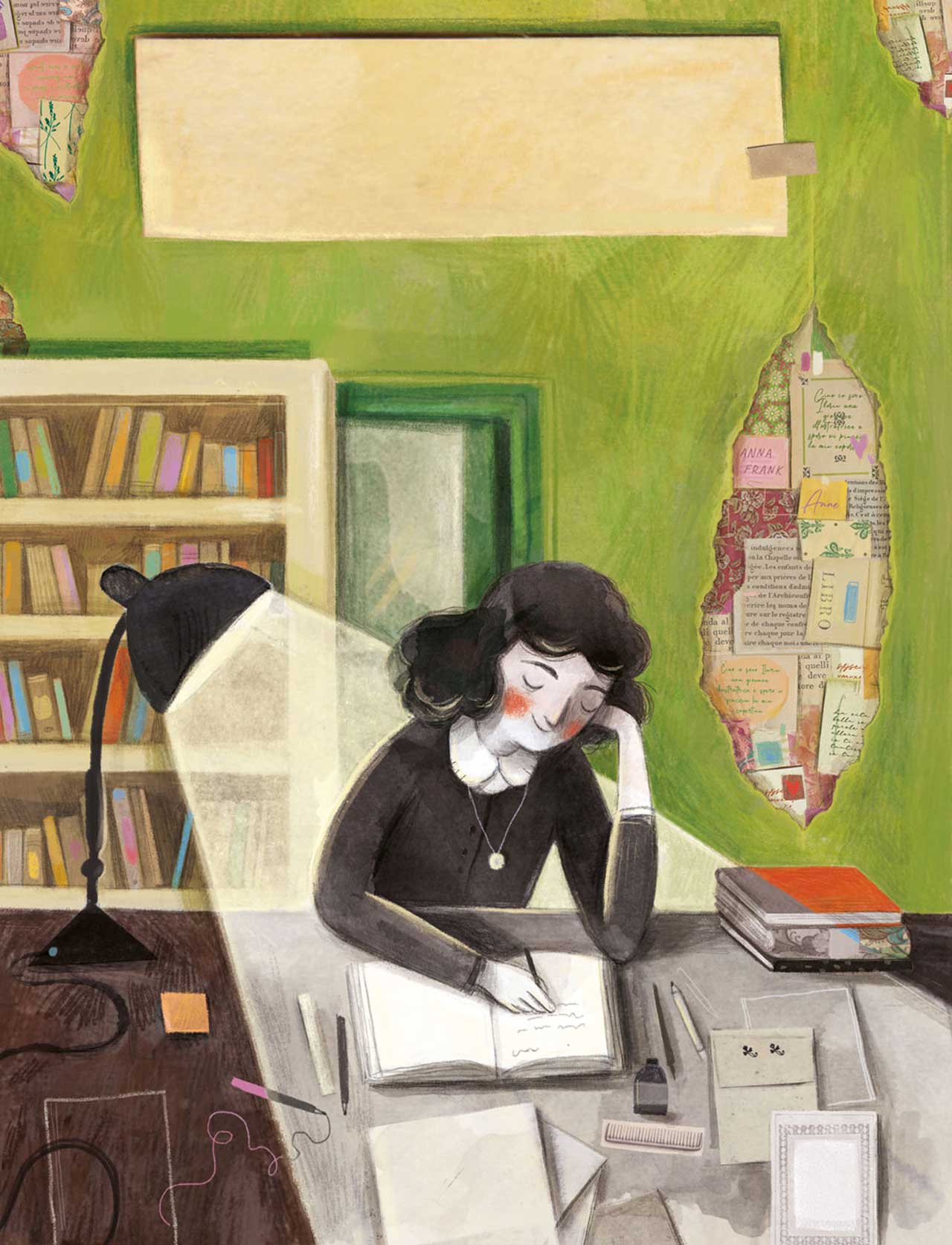 illustrazione realizzata da Ilaria Zanellato per il nuovo romanzo di Luca Azzolini "Il rifugio segreto", memorie di Anna Frank