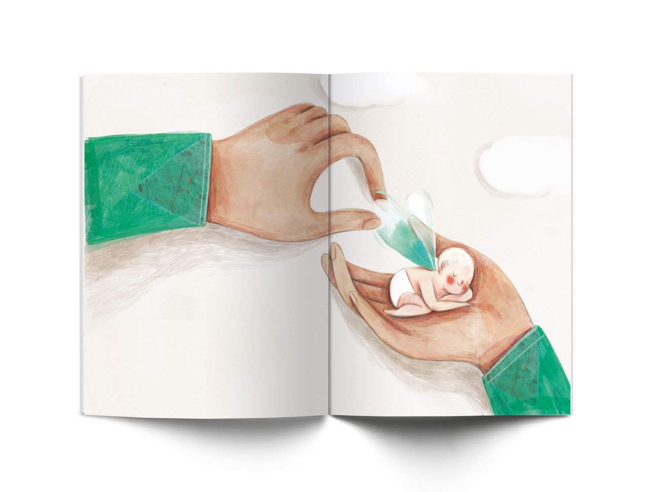 Illustrazione realizzata per gli interni del libro le mie mani sono le tue ali, scritto da Alberto Pellai